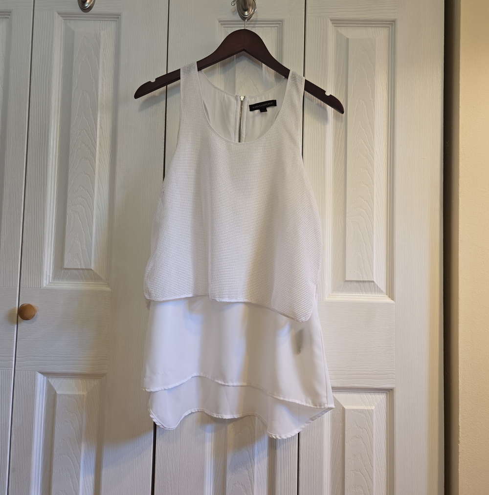Banana Republic White Layered Tank Top